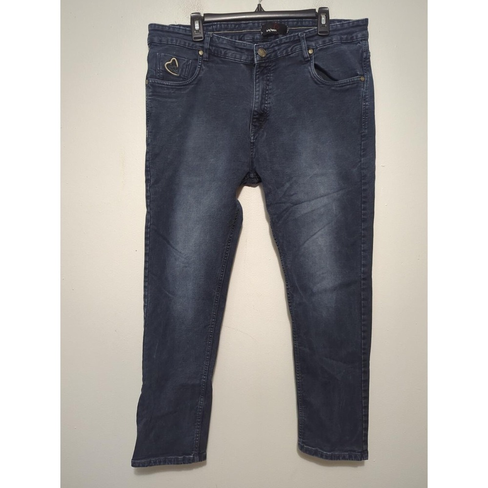 Being‎ Human Mens Dark Wash Slim Straight Denim Jeans Blue Size 40 Heart Logo